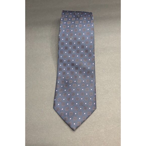 Men’s Navy & Purple Geometric Pattern Tie – Roberto Lorenzo Collection - Picture 1 of 3